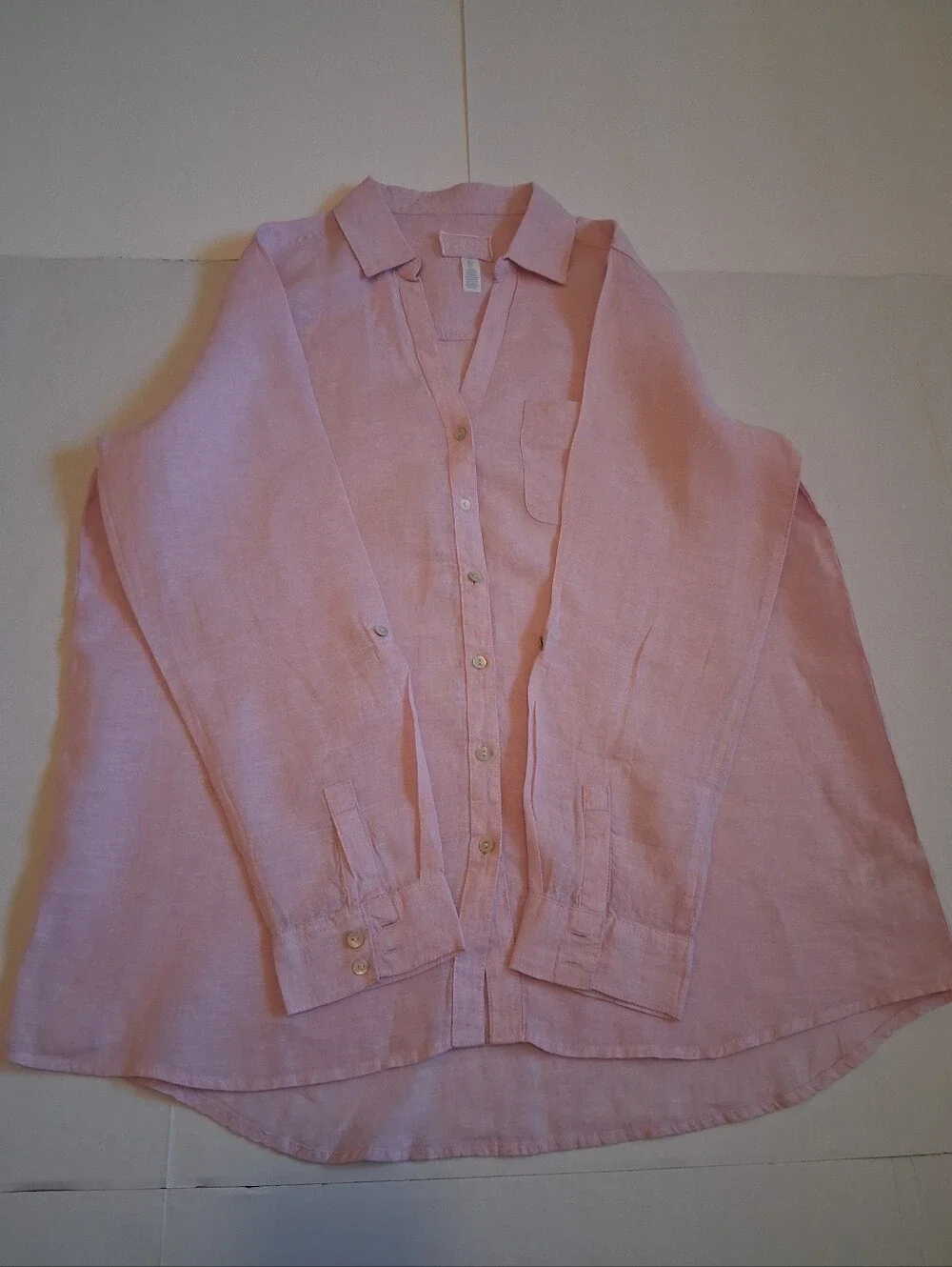 Sigrid Olsen Pale Pink Linen Shirt - Picture 3 of 9